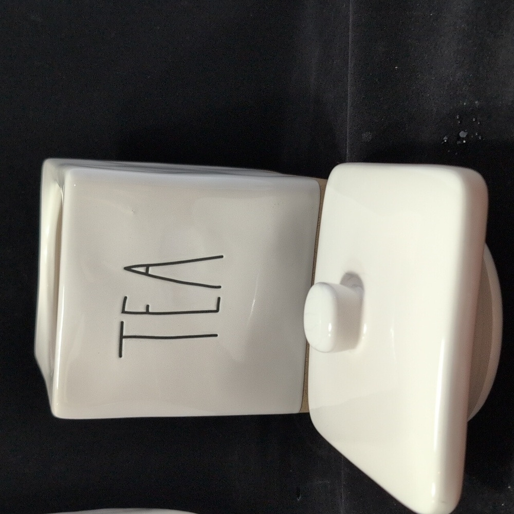 Rae Dunn Cream and Tan Tea Canister - Picture 2 of 4